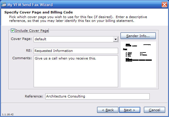 fax cover page. Selecting a cover page